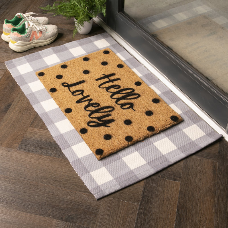 Eleena Non-Slip Chequered Indoor Doormat, Grey