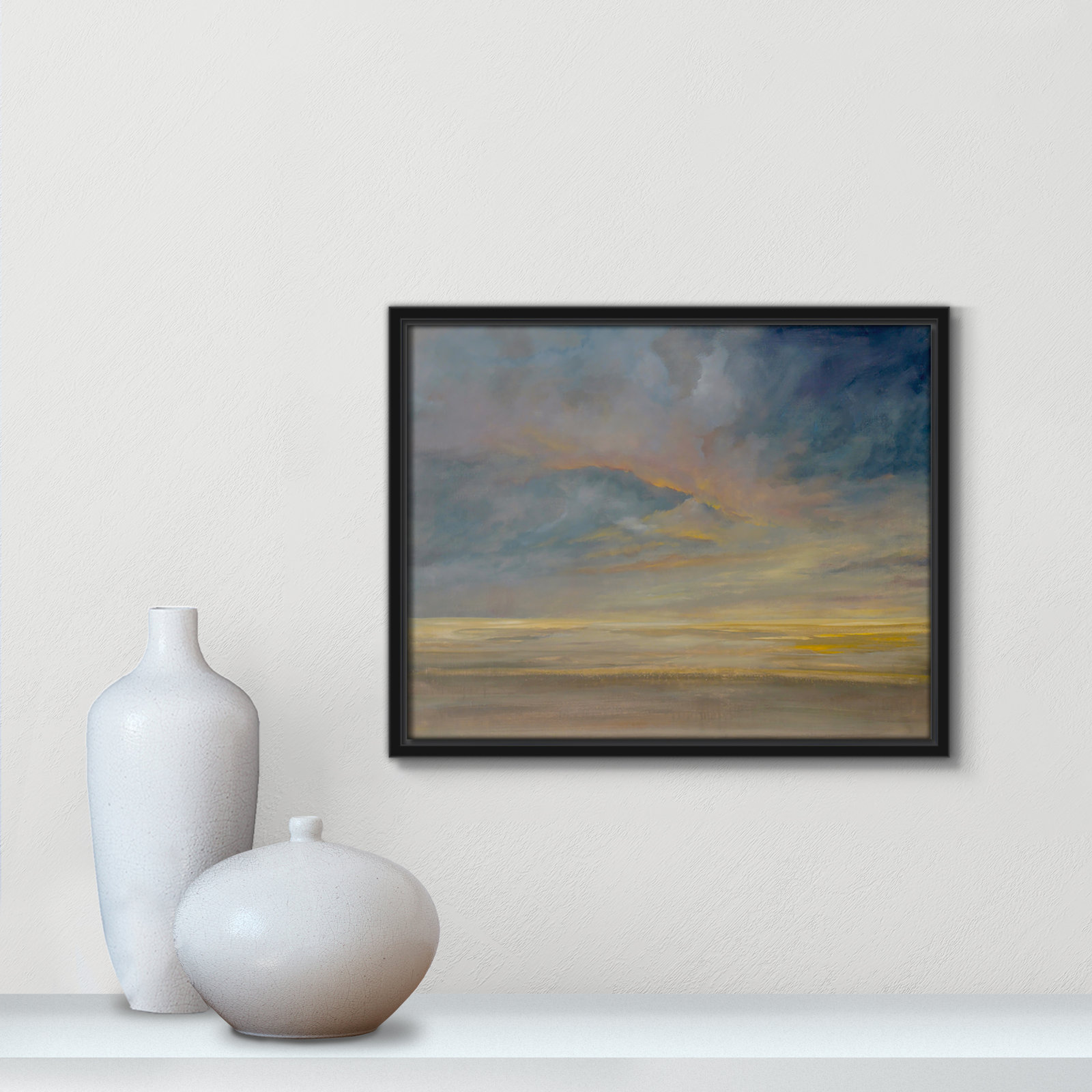 Saffi "Dawning Unrest" Painting, 12.5" H x 15.5" W, Espresso