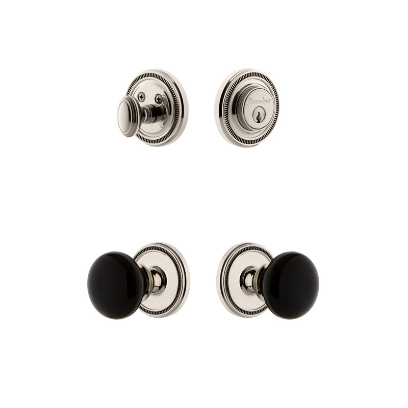 Ensemble d'entrée complet avec rosette Soleil et bouton Coventry Soleil Rosette, 2-3/8 po, Nickel poli