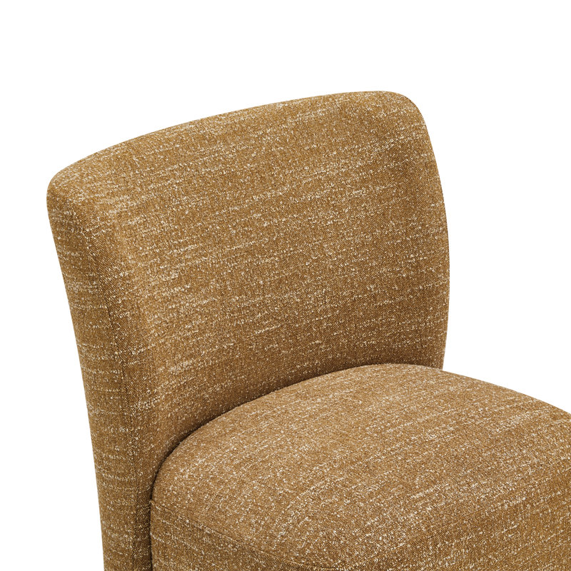 Madie Upholstered Dining Chair with Casters, Mustard