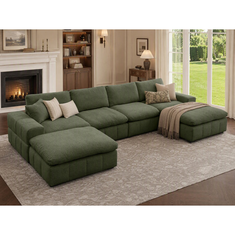 Canapé modulaire réversible 147 pièces l 147 po, Polyester vert