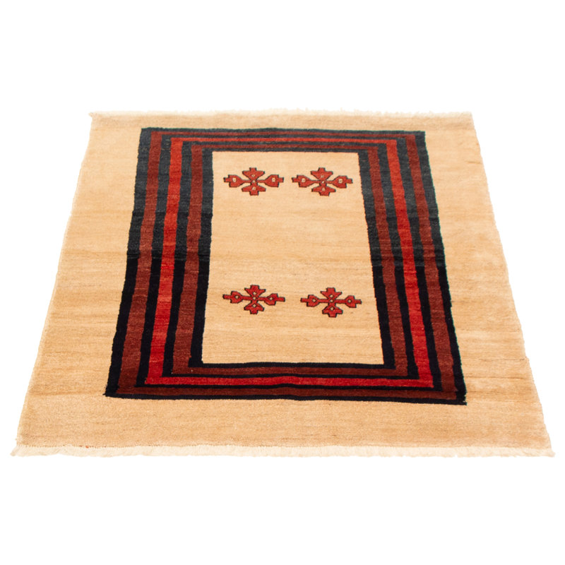 Tapis kaki clair Kashkuli Gabbeh 4 pi 5 po x 5 pi 7 po