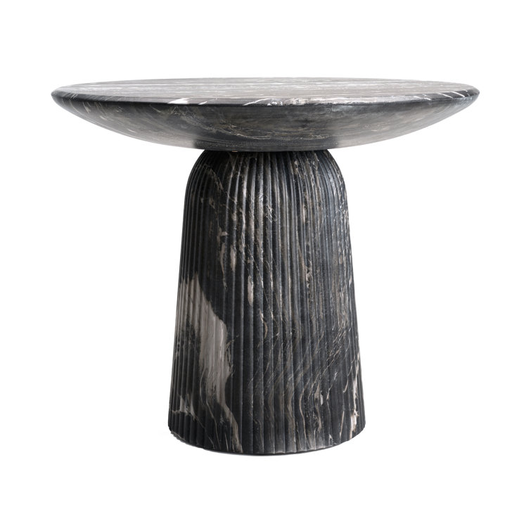 Foundry Select Faux Travertine Bistro Table Tithi Concrete Patio Table for Indoor and Outdoor Use