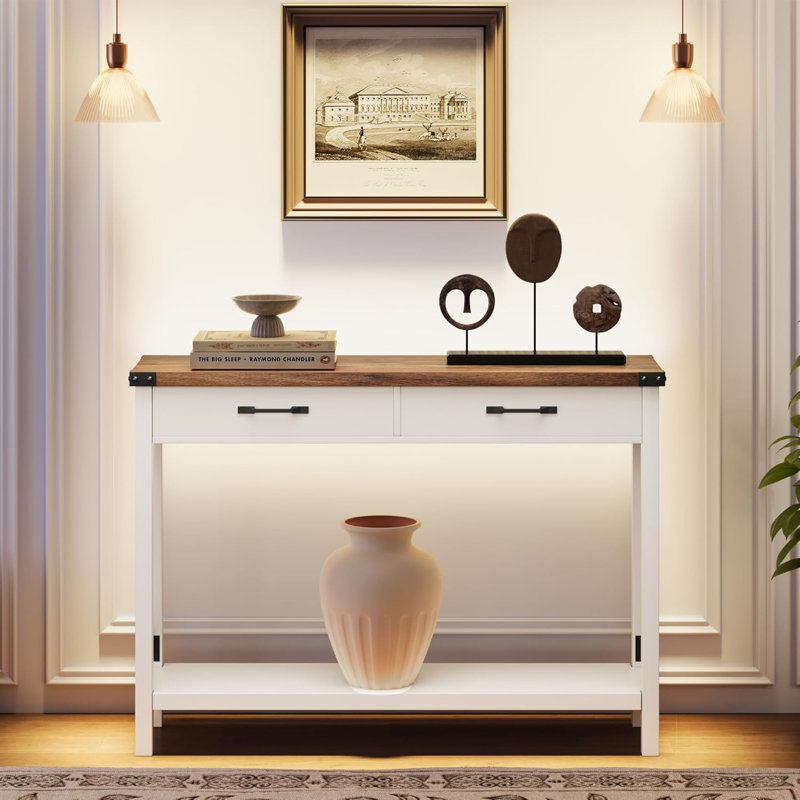 110cm Console Table, Brown/White