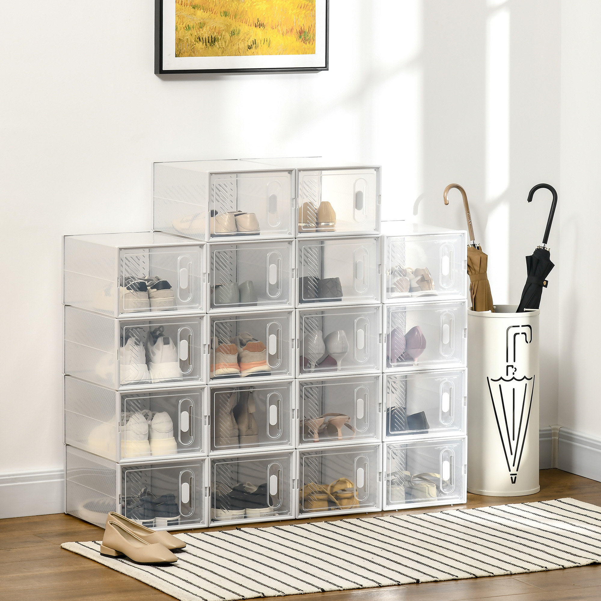 Rebrilliant 18 Pair Stackable Shoe Storage Cabinet & Reviews - Wayfair ...