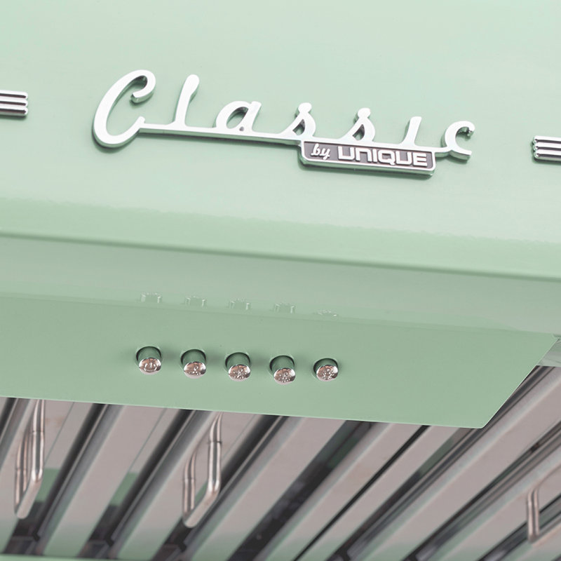 Unique Appliances 36" Stainless Steel 700 CFM Ducted (Vented) Under Cabinet Range Hood with Baffle Filter, Mint Green