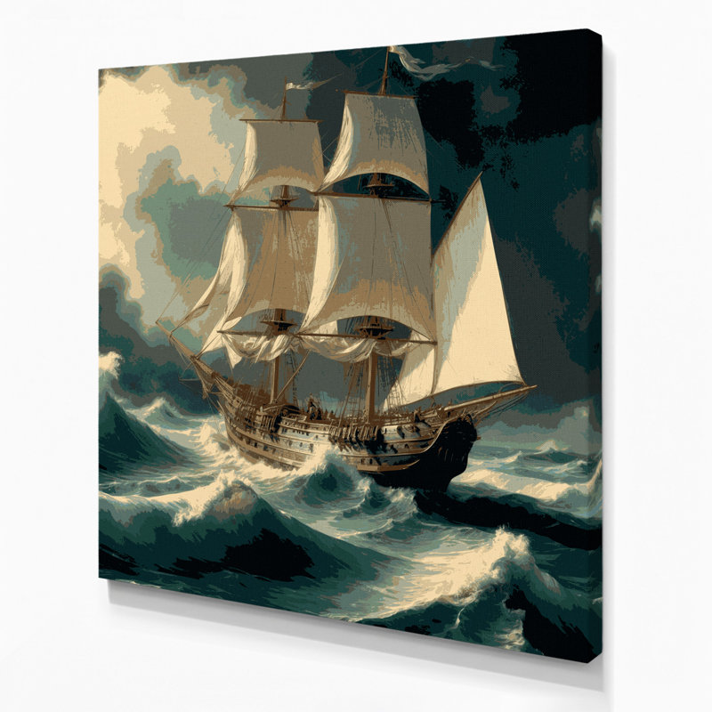Art mural sur toile bleu nautique moderne maritime, H 32 po x l 32 po