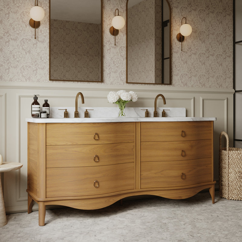 Grace 72" Bathroom Vanity In Natural Enhanced Oak, 72", Natural