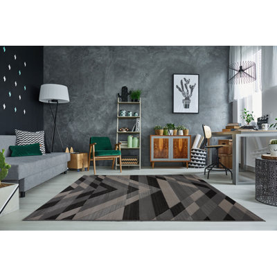 Tapis géométrique noir / gris Billie-Loren