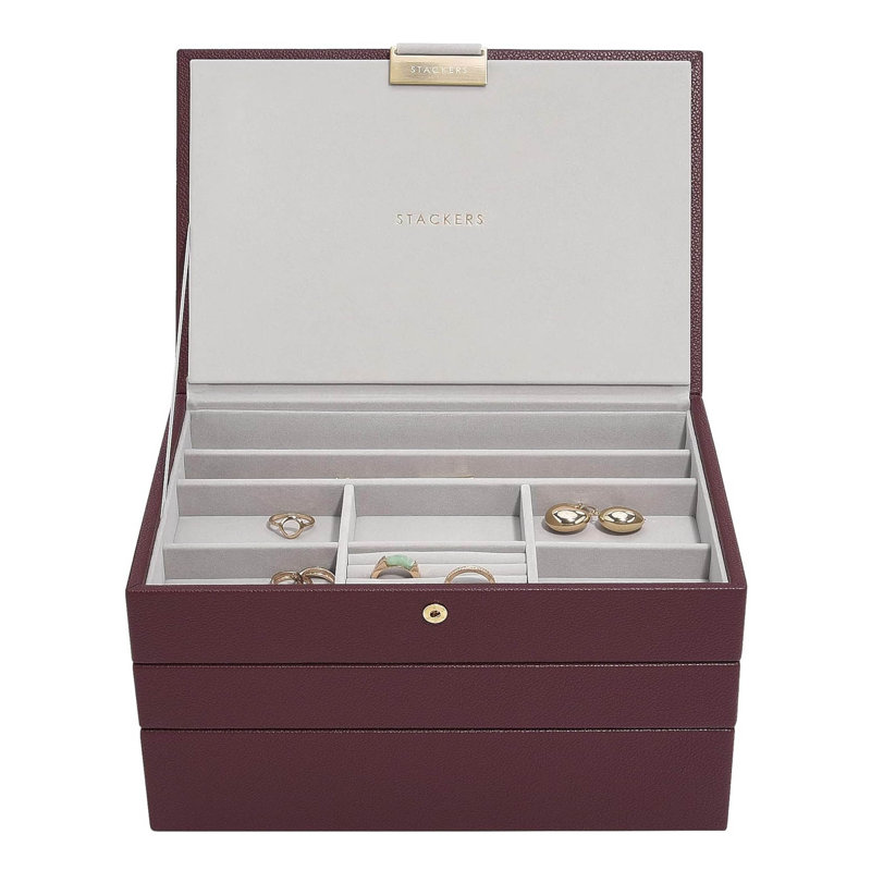 Burgundy Stackable Jewelry Organizer Box Set