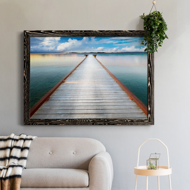 Long View Pier - Photographie de cadre photo sur toile, H 31,5 po x l 23,5 po x P 1,5 po, Noir