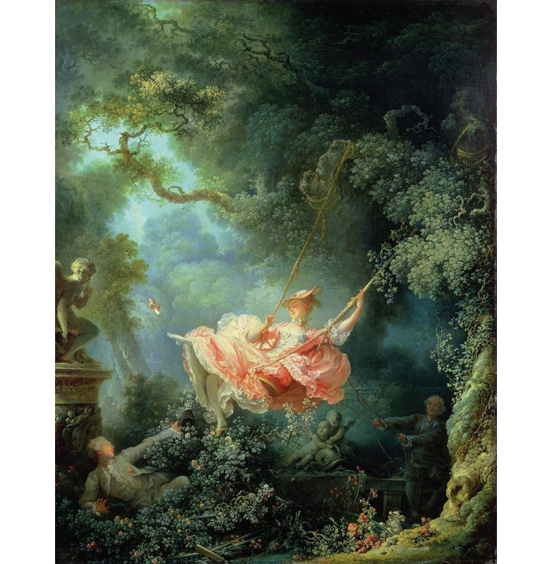 «The Swing» par Jean-Honoré Fragonard - Toile tendue avec châssis, H 48 po x l 33 po
