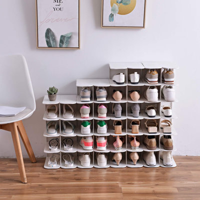 6-Tier Narrow Shoe Rack for Small Entryways, Space-Saving Adjustable Stackable Shelves, Free Standing Shoe Organizer, White
