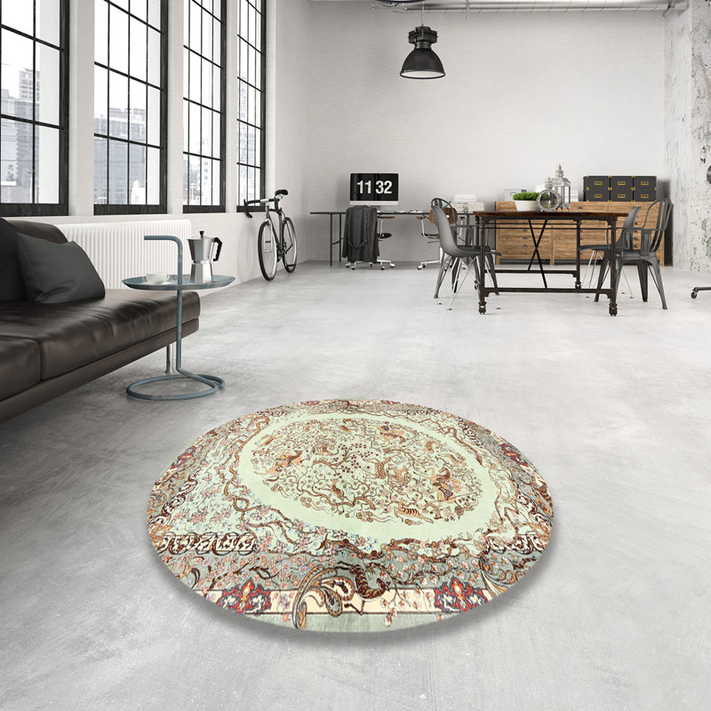 Tapis oriental rouge / beige, Rond 8 pi