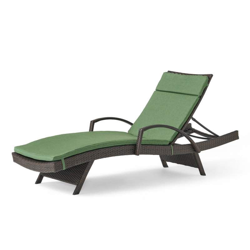 Chaise longue inclinable simple avec coussins 79,5 po Blaise, Vert jungle