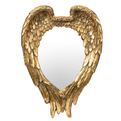 Golden Wing Accent Mirror For Living Room, Entryway - Stylish, Reflects Natural , Adds Decorative Touch Enhances Decor