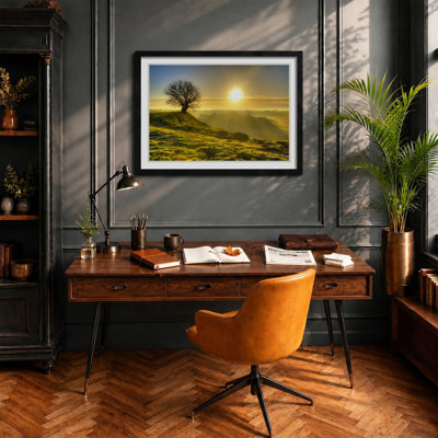 Landscape Lone Tree Sunrise Framed Print