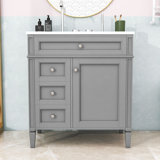 Sriyaan Bathroom Vanity with Resin Top, Bathroom Storage Cabinet with 2 Drawers and Tip-out Drawer