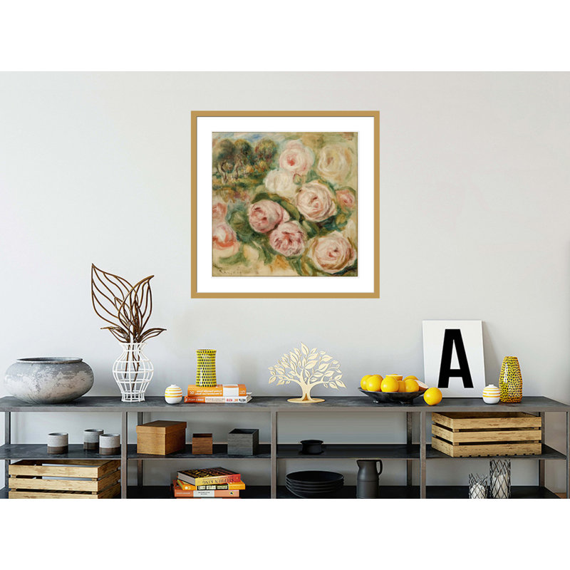 Roses and Landscape, Pierre Auguste Renoir, impression giclée sur cadre, H 33,5 po x l 33,69 po