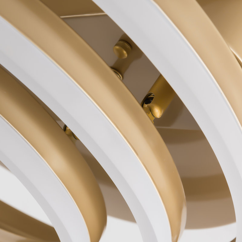 Gold Retractable LED Ceiling Fan Chandelier with Remote Control