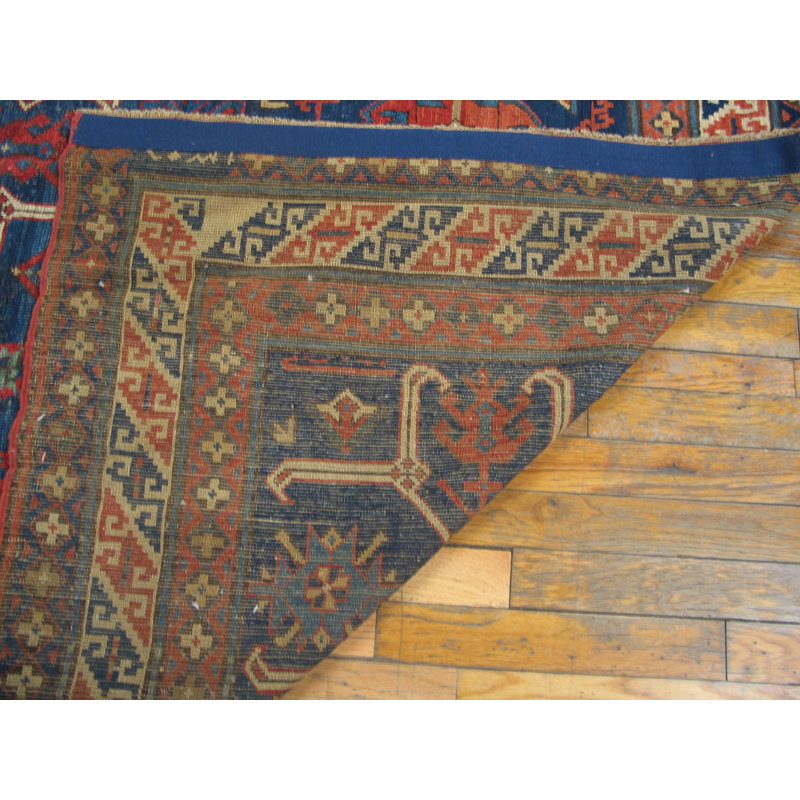 Tapis de couloir bleu antique en laine
