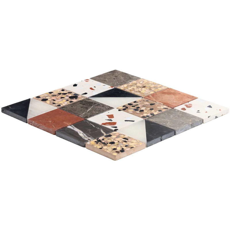 Elizabeth Sutton Artem Mosaic Tile, Wren Terracotta;Gray
