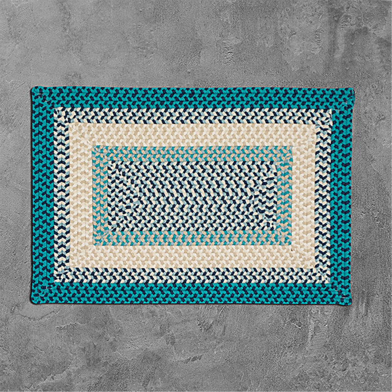 Tapis bleu / beige en polypropylène avec bordure Audrielle, Rectangle 8 pi x 10 pi
