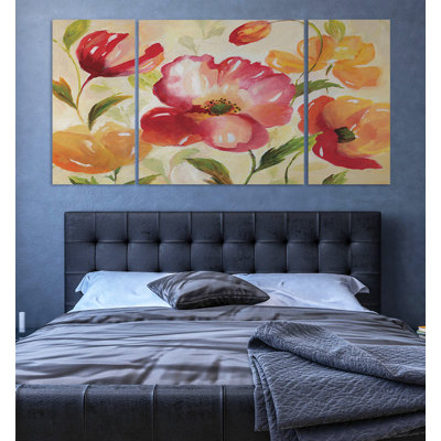 " Jardin Rouge " 3 Piece Art Oil Set
