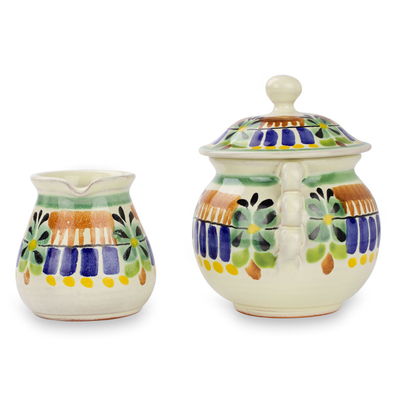 Ensemble de sucre et pot à crème majolica Emi