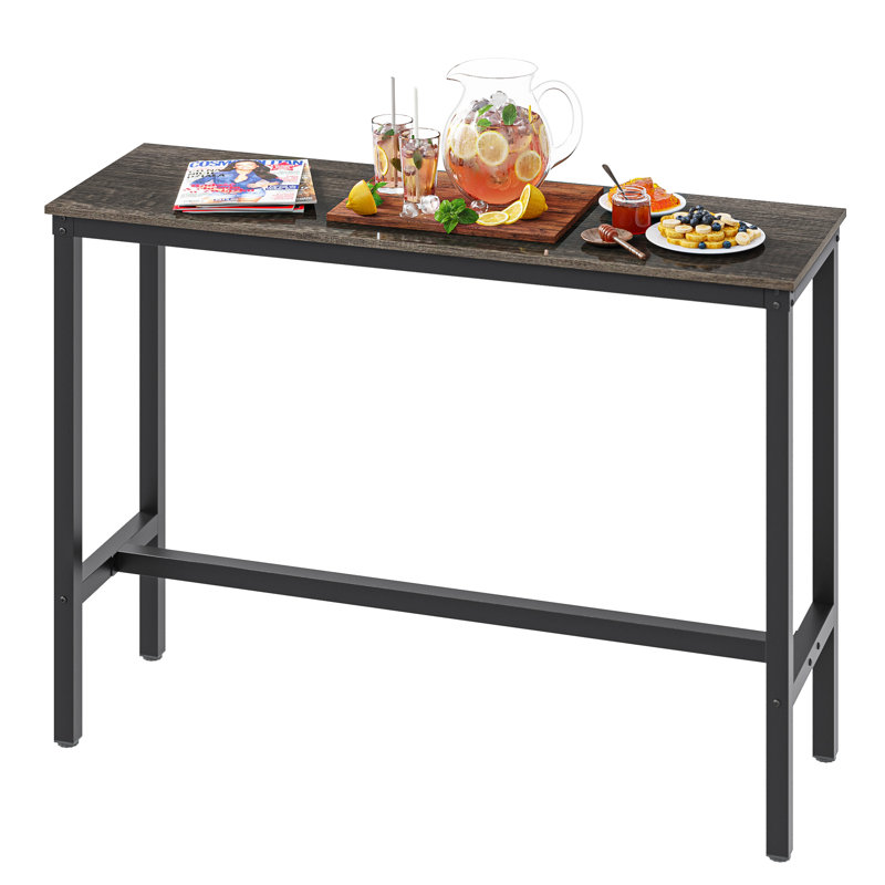 Amner Metal Base Dining Table, Black Oak, 39.37" H x 55.11" L x 17.71" W
