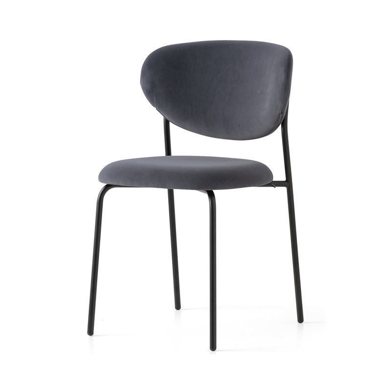 Cozy Upholstered Chair with Metal Frame, Burgundy, Matt Black