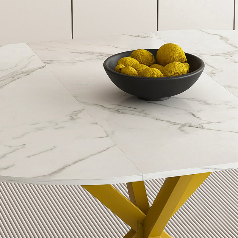 Table de salle à manger extensible simple avec base robuste en acier au carbone en forme de X pour la cuisine et les petits espaces