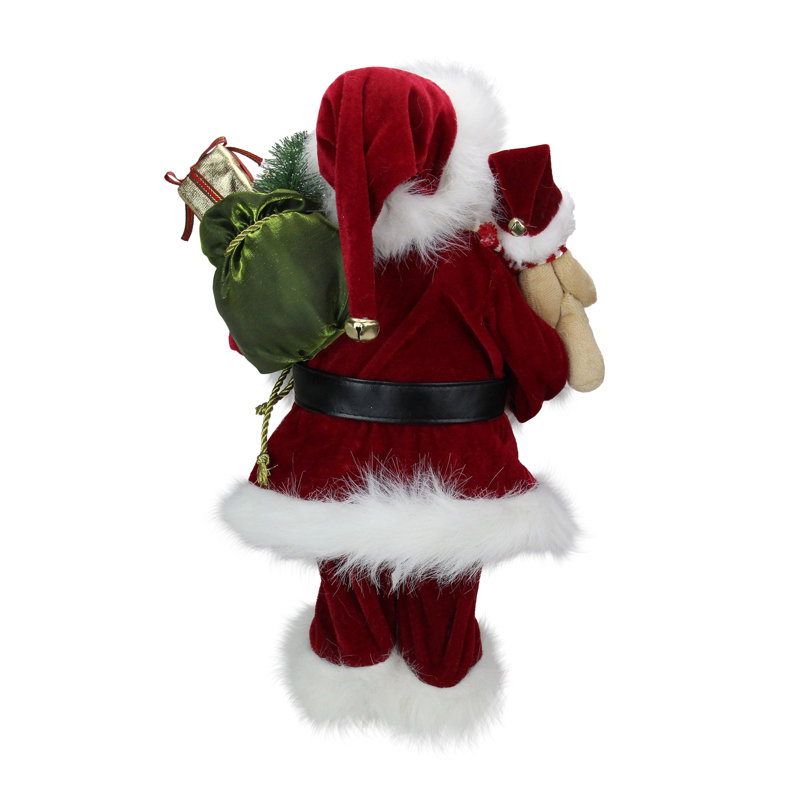 Santa Claus Christmas Figure with Gift Bag, 16" H x 10" W x 6" D