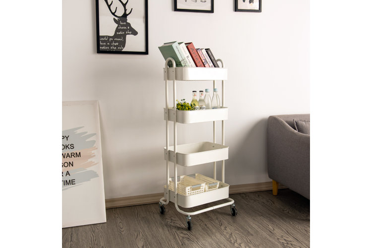 four tiered, metal cart