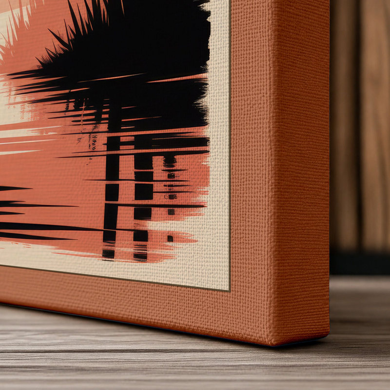 Bamboo at Dusk Japandi - Wrapped Canvas, 36x24 - 91.4 x 61.0 cm, Terracotta Border