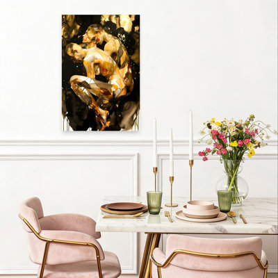 Golden Embrace Abstract Elegant Romantic Wall Art Print 1 Piece Wrapped Canvas Wall Art