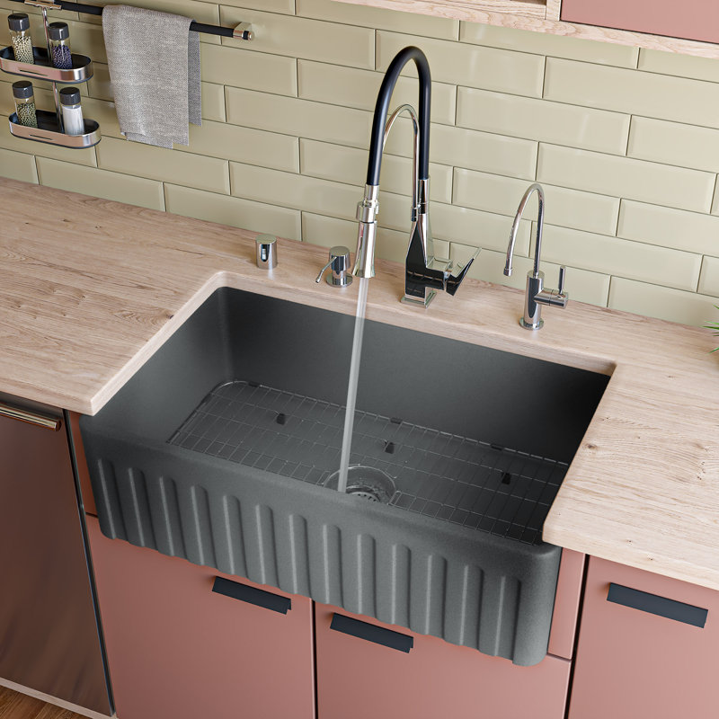 Alfi Brand 20.2'' W Single Bowl Fireclay Farmhouse Kitchen Sink