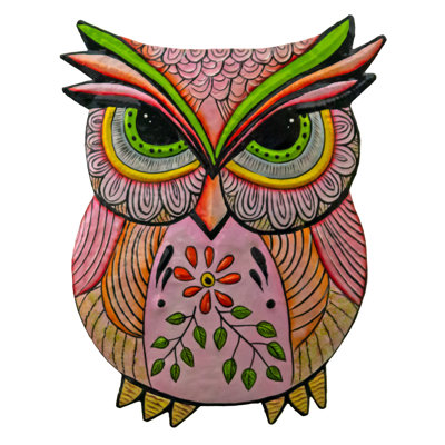 Hibou rose peint Goeltz