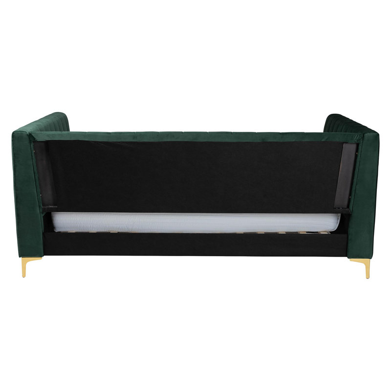 Oksana Glam And Luxe Emerald Green Velvet And Gold Metal Full Daybed