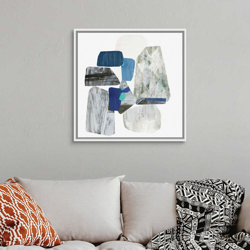 Stone I, reproduction d’art sur toile, H 32 po x l 32 po x P 1,75 po, Cadre blanc