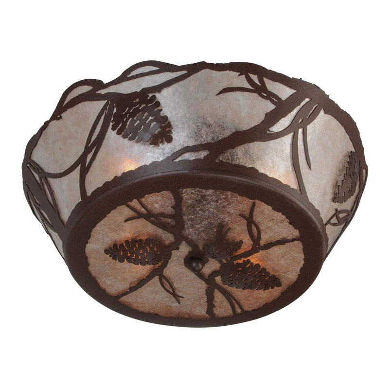 Aldari 4-Light Bronze Globe Semi Flush Mount with Amber Glass