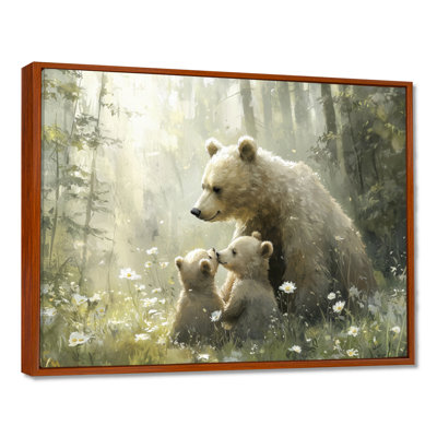 «Mother Bear with Cubs In Winter I», art mural ours