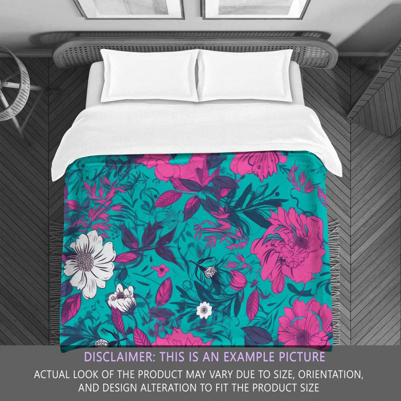 Machine Printed Comforter, Twin Extra Long Comforter, Pink/Turquoise