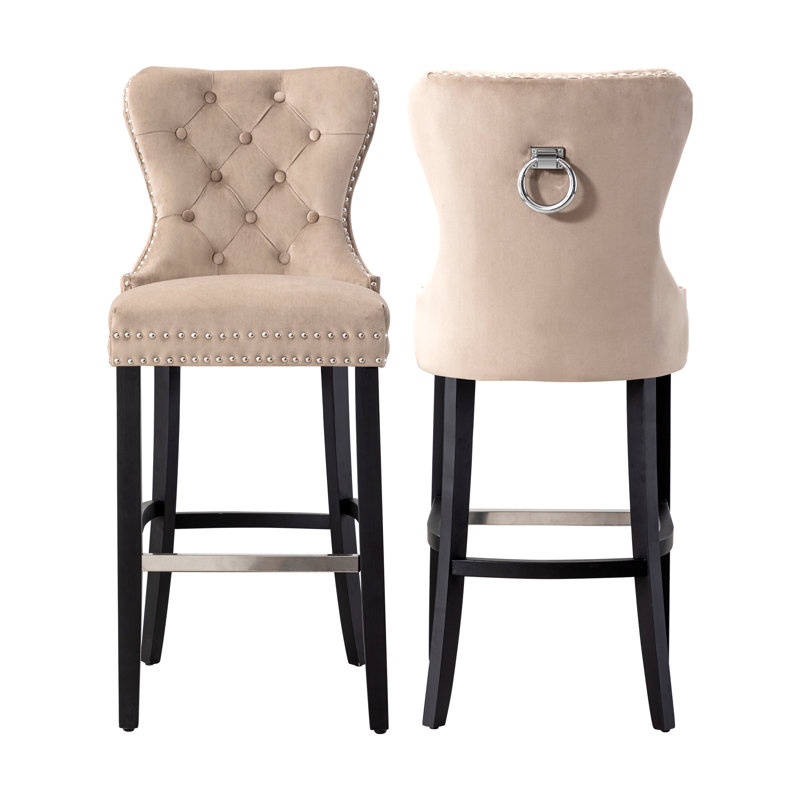 Tabouret de bar et de comptoir Kirsten, Taupe, Tabouret de bar (siège d'une hauteur de 29 po), Noir