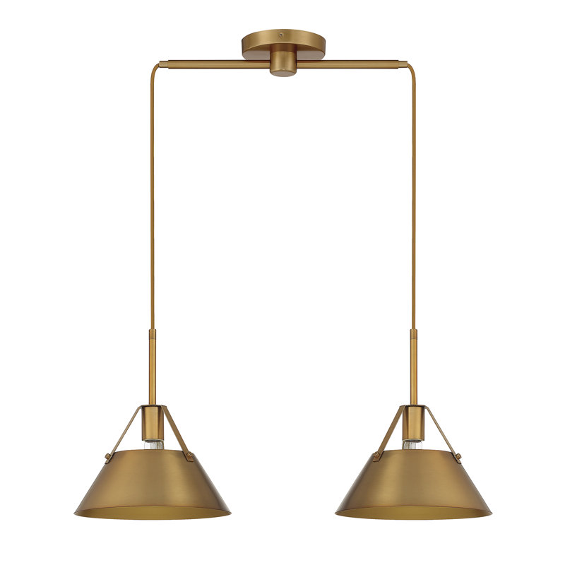 Lustre géométrique unique à 2 lumières Darleen, Laiton, Laiton