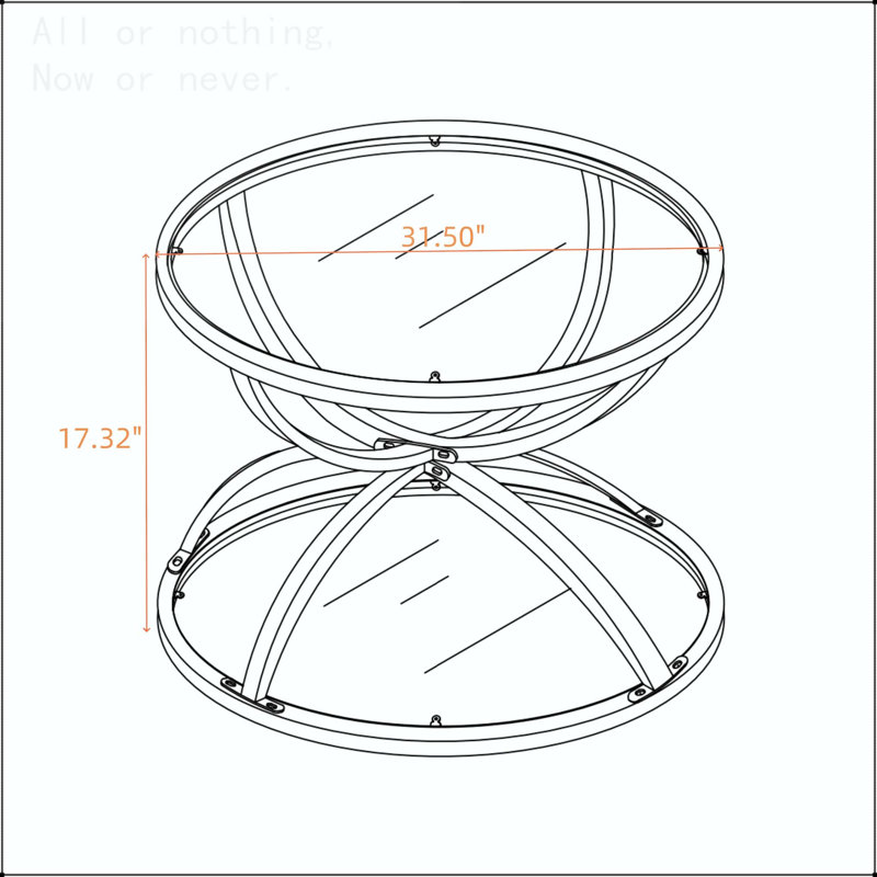 Table basse ronde à 2 niveaux avec structure en métal, L 31,5 po, Or