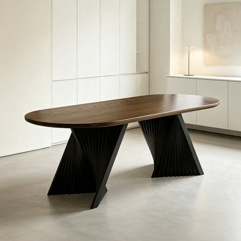 Bureau multifonctionnel ovale rétro exquis, 29.52" H x 78.74" W x 31.49" D