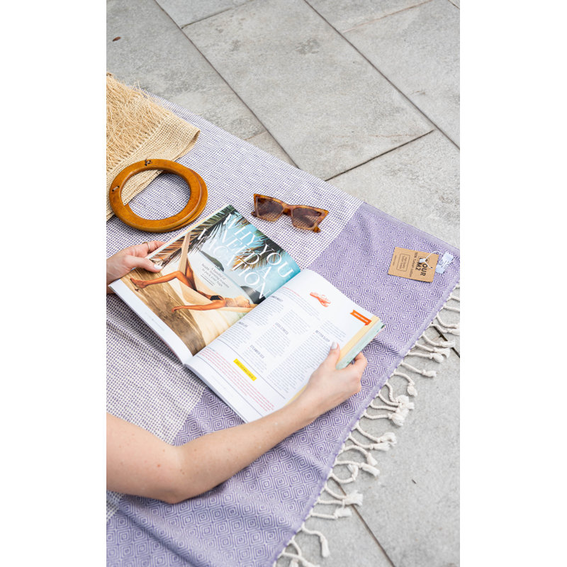 Dilay Turkish Bath & Beach Towel 100% Organic Turkish Cotton Hammam Peshtemal Fouta Towel, Purple 
