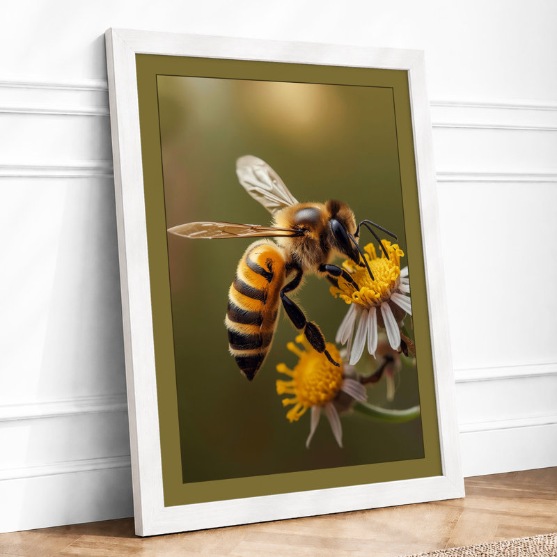 Bee On Bloom Botanical - Print, A3 - 42.0 x 29.7 cm, White
