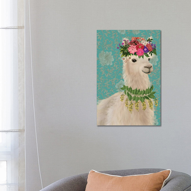 Llama Bohemian 2 by Fab Funky - Wrapped Canvas Print, 66.04 cm H x 45.72 cm W x 1.91 cm D